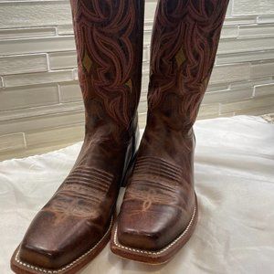 Justin Square Toe  Oil Tanned Brown Leather Boots Women's 7½B